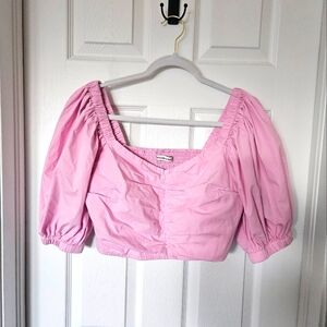 Abercrombie & Fitch Women's Puff Sleeve Squareneck Top - Pink!
